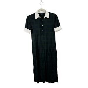 Ralph Lauren Blue Label Green Plaid Polo Midi Dress Preppy Academia Womens Small